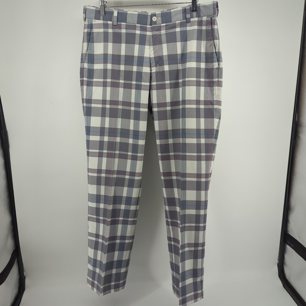 Nike Golf Pants Men‎ 35x32 Gray Plaid Tour Performance Khaki Dri-FIT Stretch
